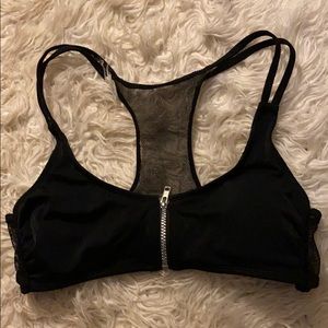 Black zip bikini top